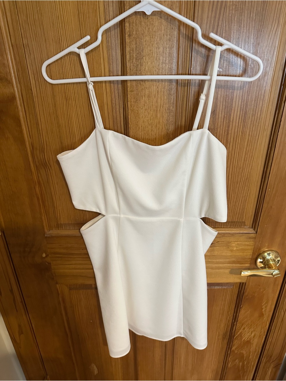 White Cutout Spaghetti Strap Mini Dress